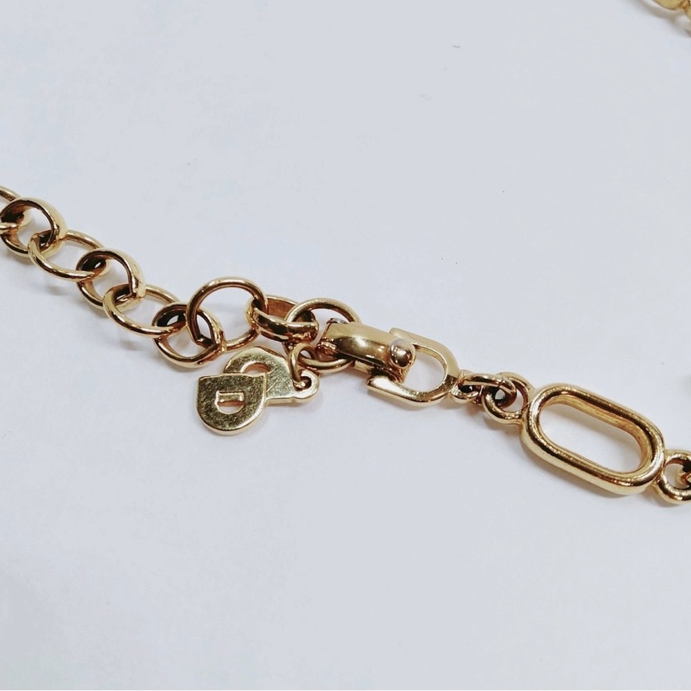 Dior Vintage Rare 18K Gold Plated CD Logo Chain Link Necklace 16in Authentic - Picture 9 of 11